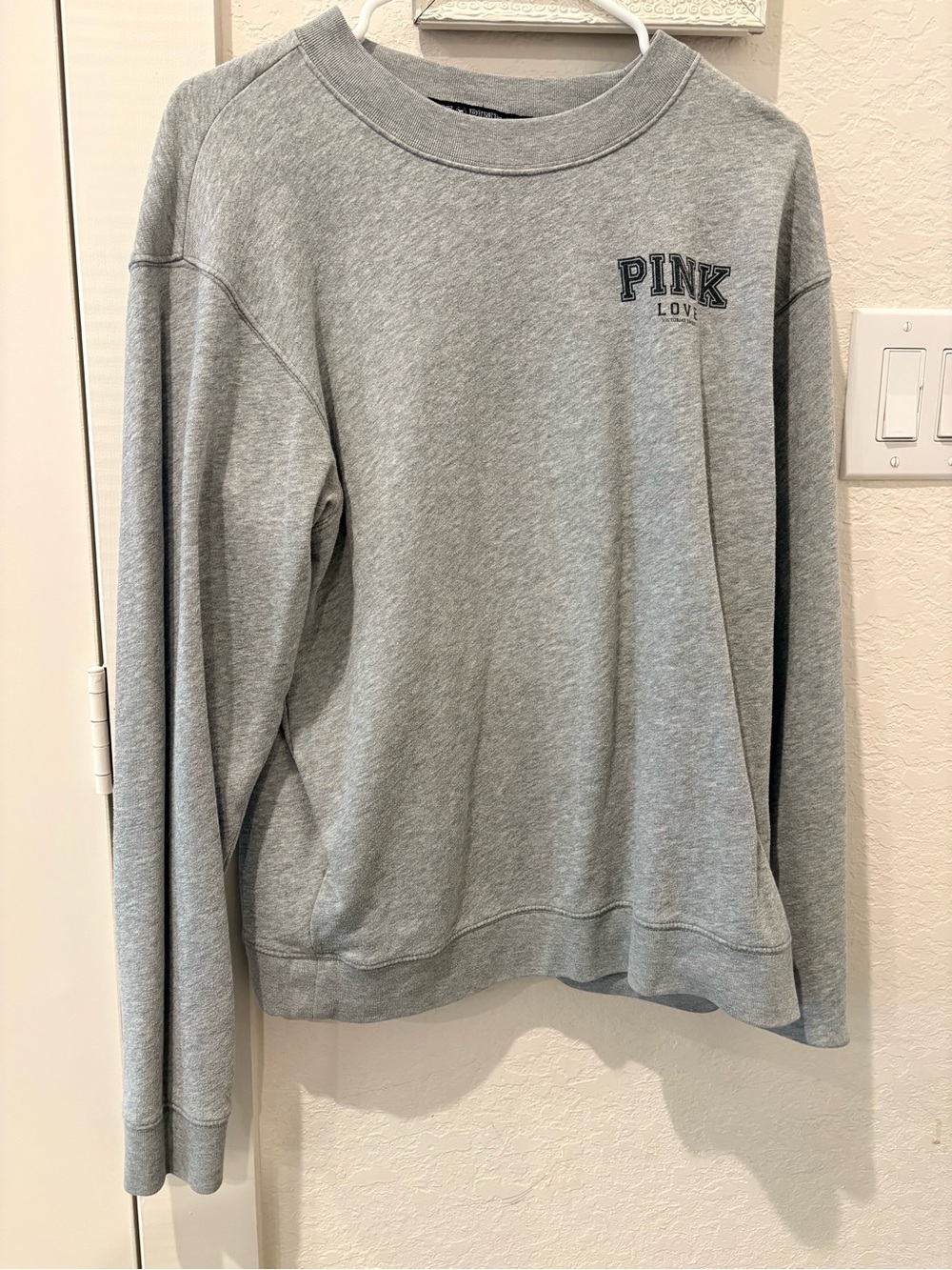 Victoria's Secret PINK Gray Crewneck Sweatshirt with Navy Logo